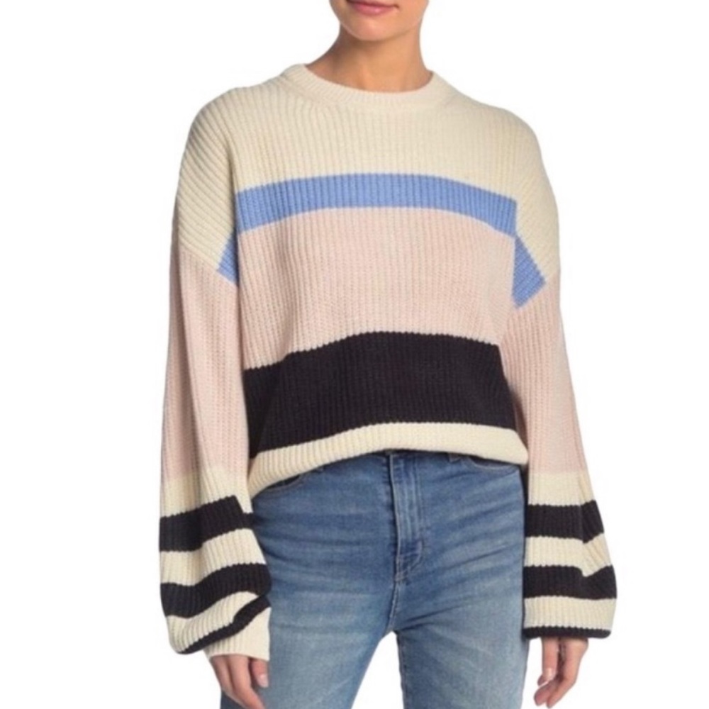 NWT Sanctuary X Anthropologie Multicolored Striped Sweater Large - Picture 2 of 6
